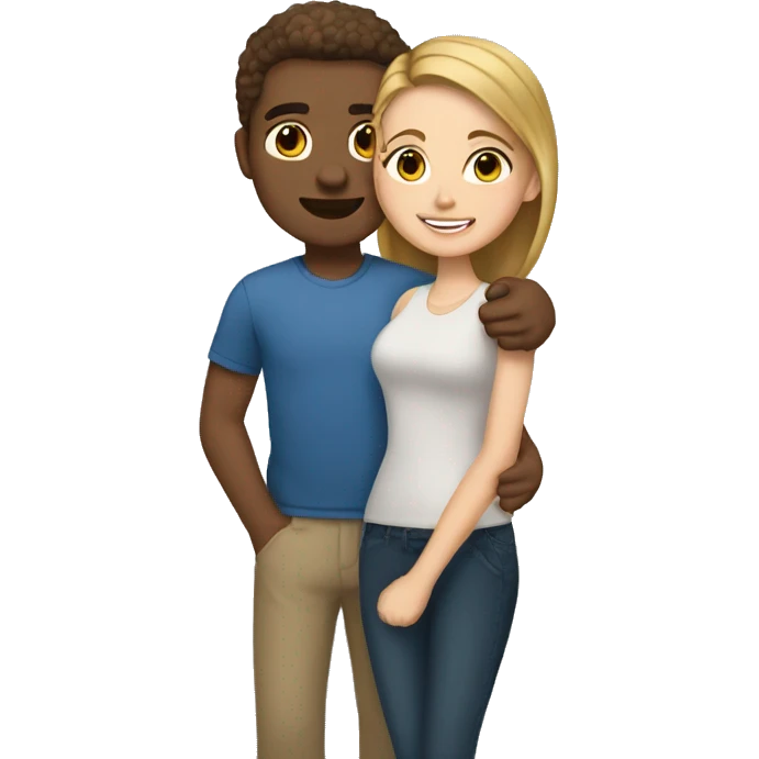 A guy and a girl light-skinned brown-haired hugging emoji