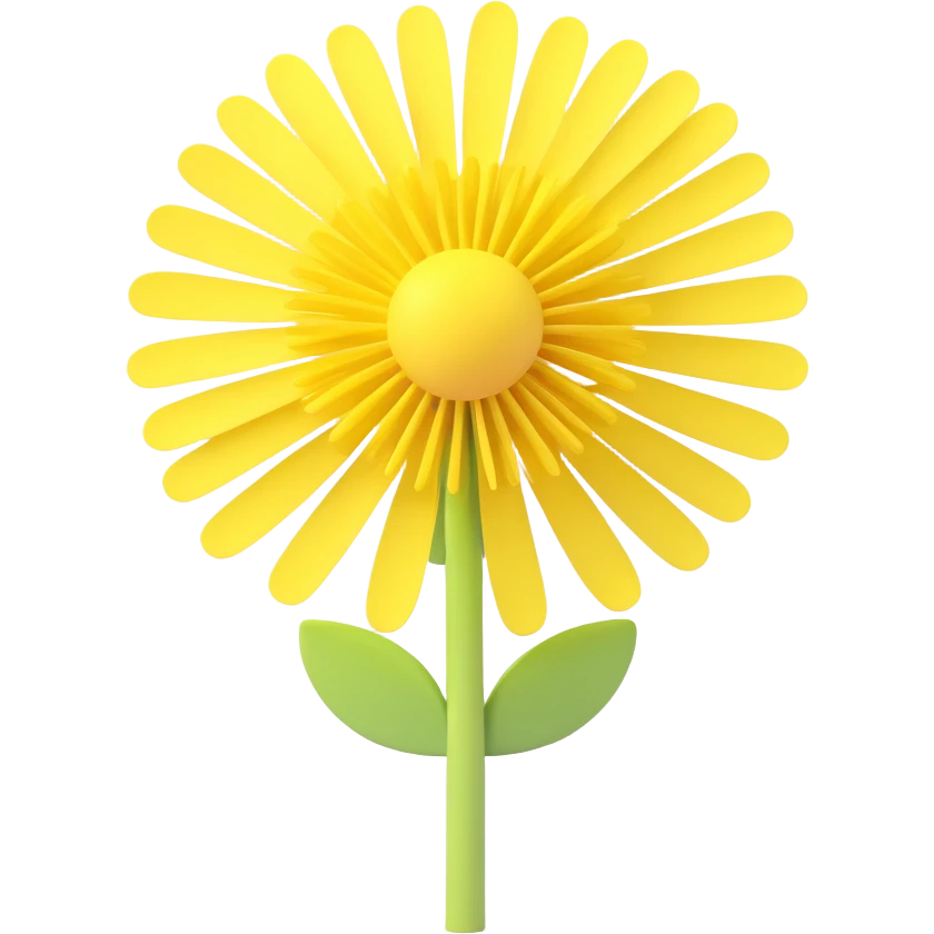 yellow dandelion, 3d ios style, soft pastel colors, smooth shapes, light shadow, modern minimalism, no text emoji