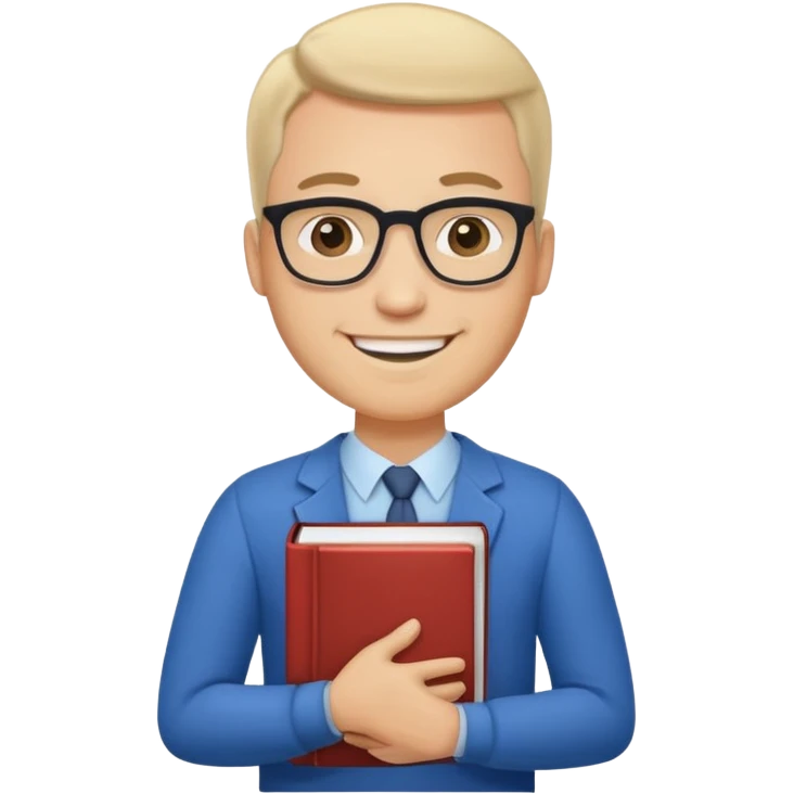 light man teacher holding books emoji