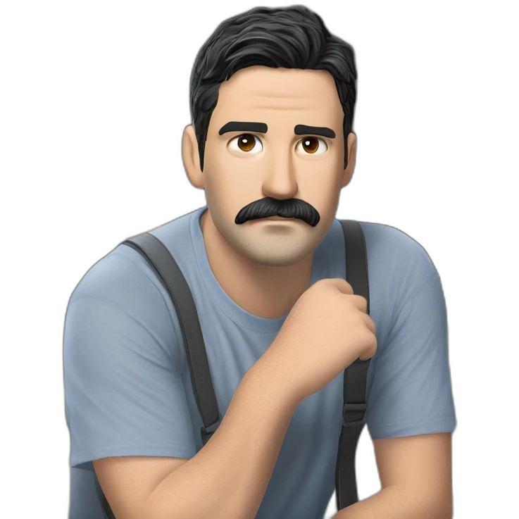 blurred face, blue shirt emoji