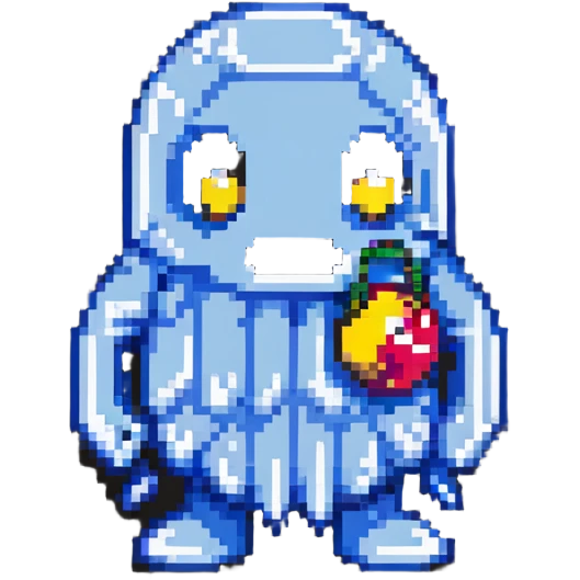 Pacman ghost character, 8-bit style emoji