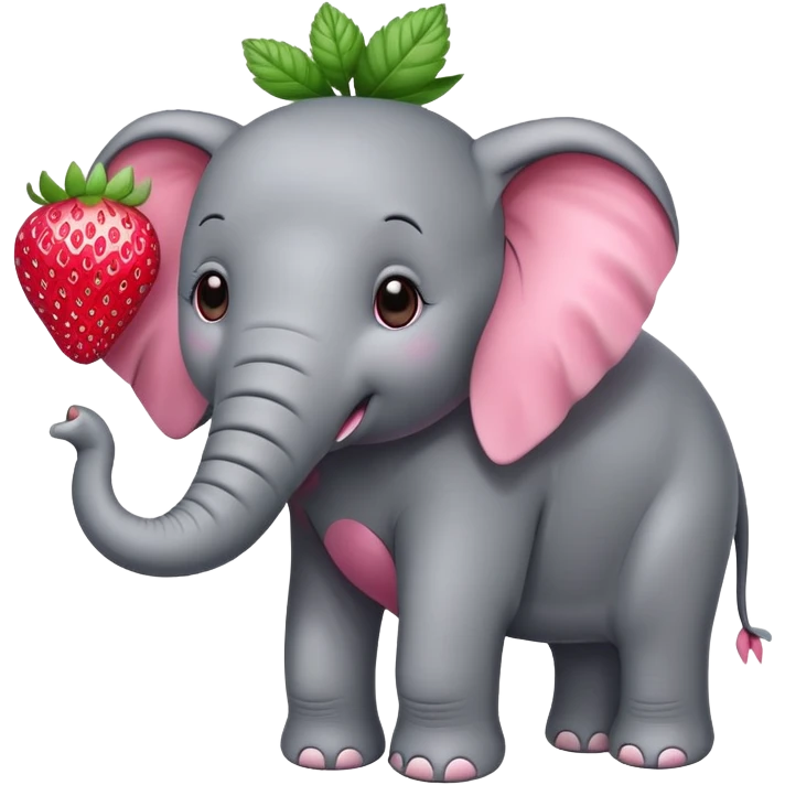 elephant with strawberry emoji