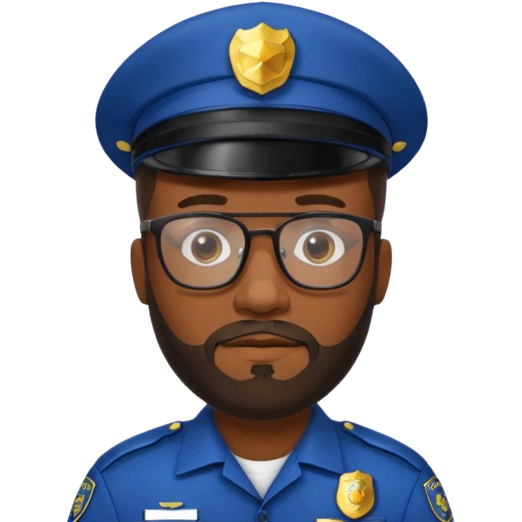Police officer with glasses and beards black man emoji