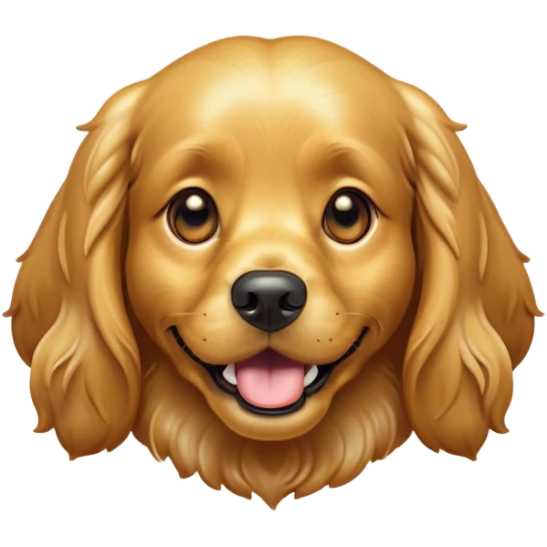 Cinematic Comical Gold Cocker Spaniel Portrait Emoji, Head tilted dramatically with an exaggeratedly amused expression, featuring a glossy golden coat with a natural bounce, wide, expressive brown eyes filled with playful disbelief, Simplified yet hilariously expressive features, highly detailed, glowing with a slightly sassy glow, high shine, dramatic yet playful, stylized with an air of cheeky charm, bright and endearing, soft glowing outline, capturing the essence of a spirited and over-the-top companion, so meme-worthy it feels like it could side-eye its way into internet fame instantly! emoji