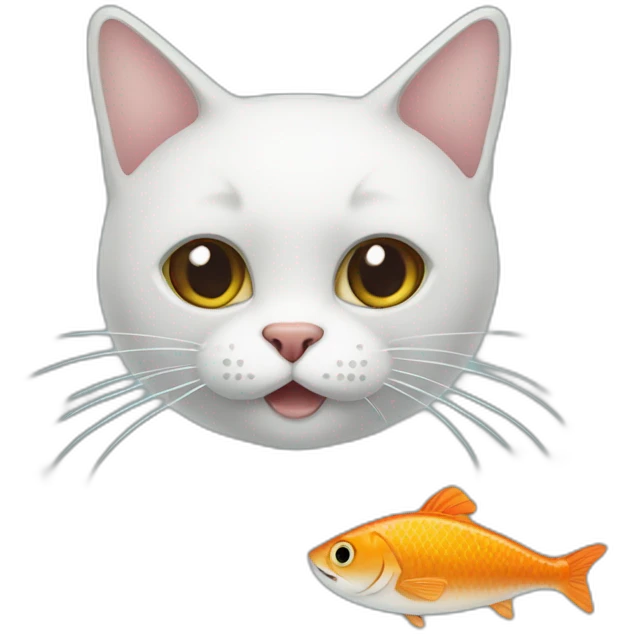 Un chat qui mange un poisson emoji