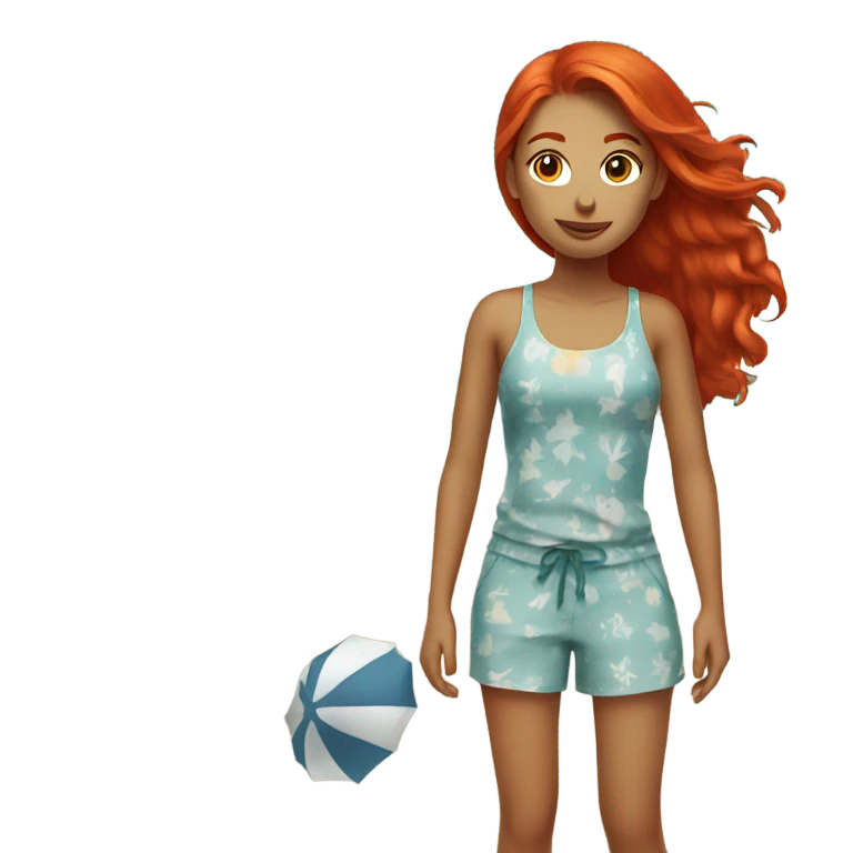 Redhead girl on beach emoji