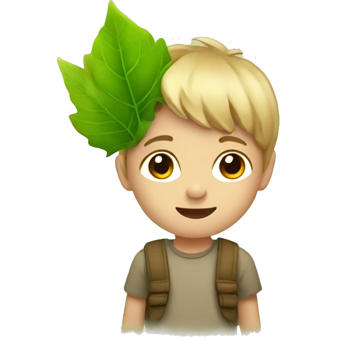 Kid with leaf emoji