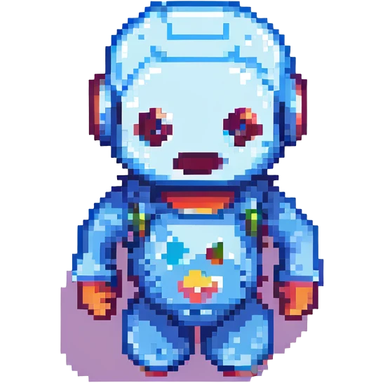 AI icon, pixel art style, retro 8-bit look, blocky pixels emoji