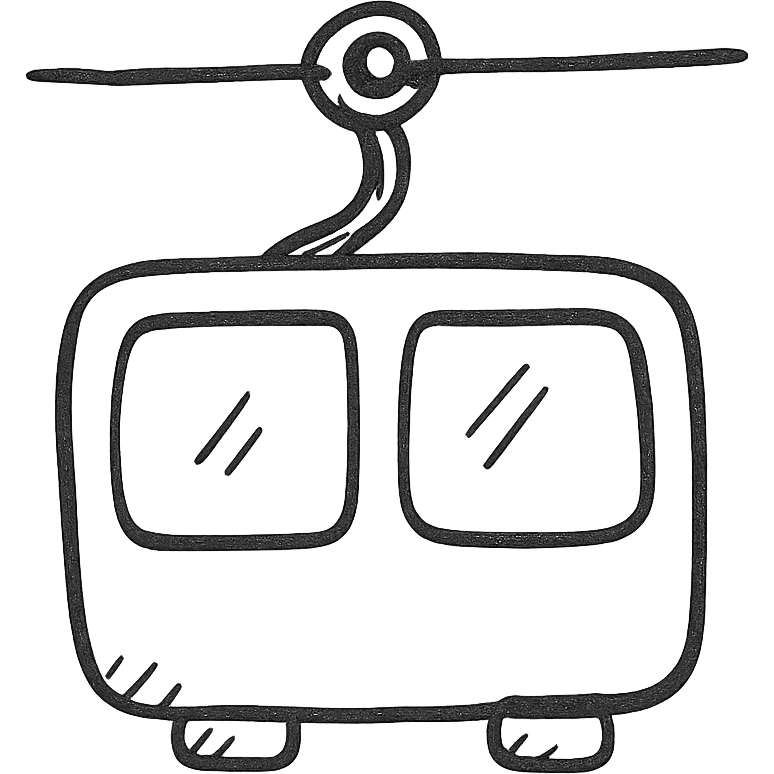 purple cable car, hand-drawn sketch style emoji