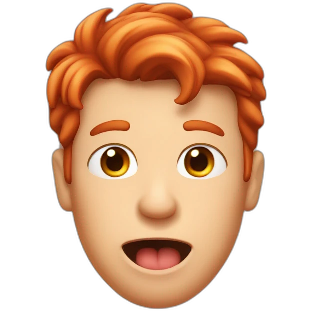 a red-haired guy sticking out his tongue and squeezing his eyes emoji