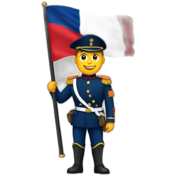 militaire devant le drapeau français emoji
