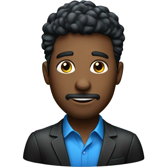 hombre con  una camisa azul corporativa de pelo negro emoji