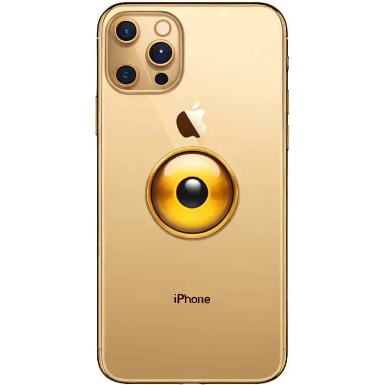 Gold iPhone 16 Pro Max, replace apple logo with fullgold eye logo backview emoji