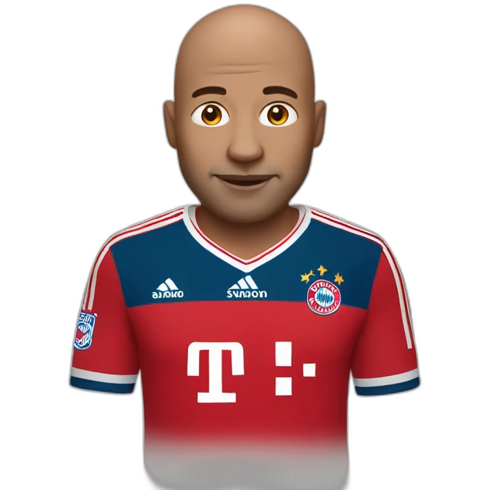 Bald guy with Bayern Munich jersey emoji