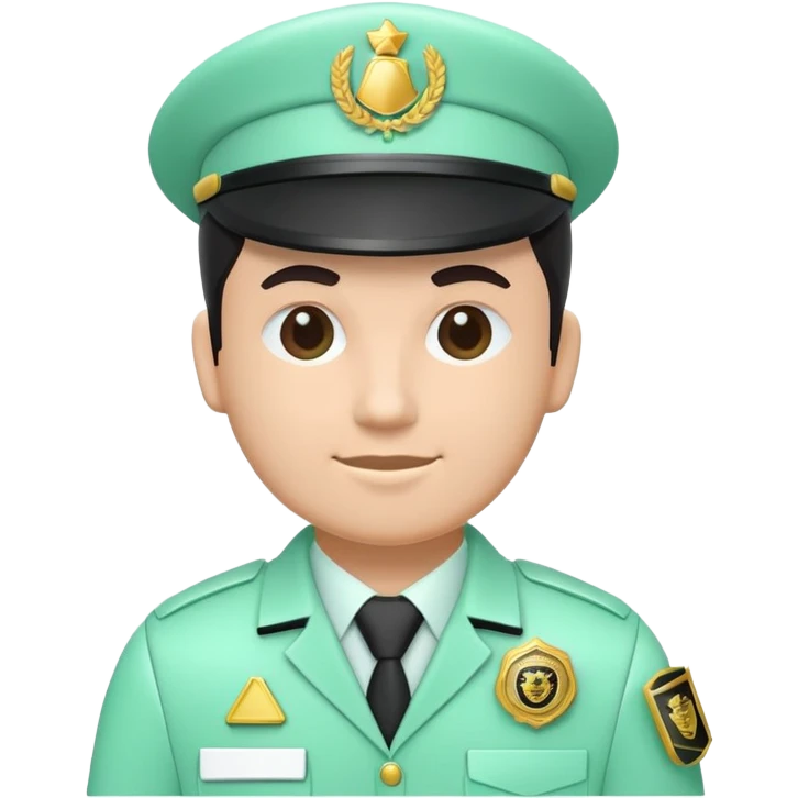 Fonction Publique (Public Service), 3D techy icon with black and mint green (#B5F4D3) color scheme, government worker with badge emoji