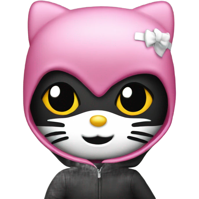 Hello kitty with black balaclava  emoji