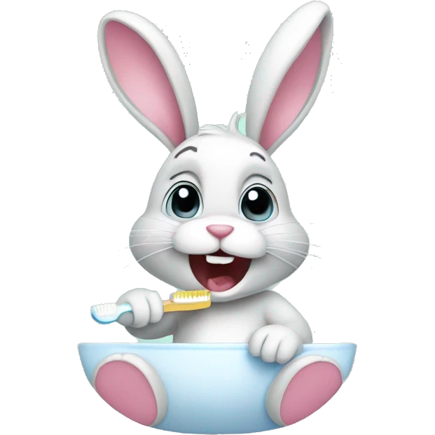 Bunny brushing teeth emoji