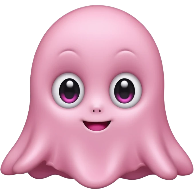Cute pink ghost character with big adorable eyes and a small smile emoji