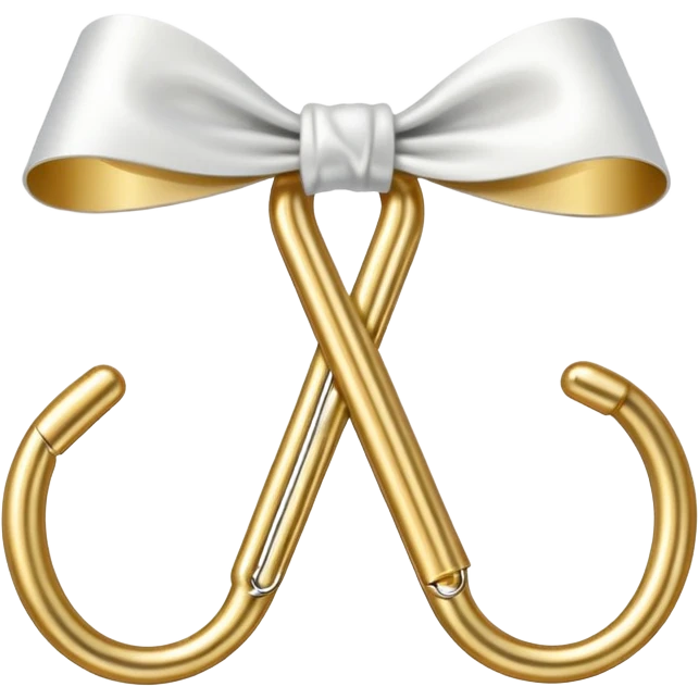 one gold paper clip with one small white bow in the middle emoji
