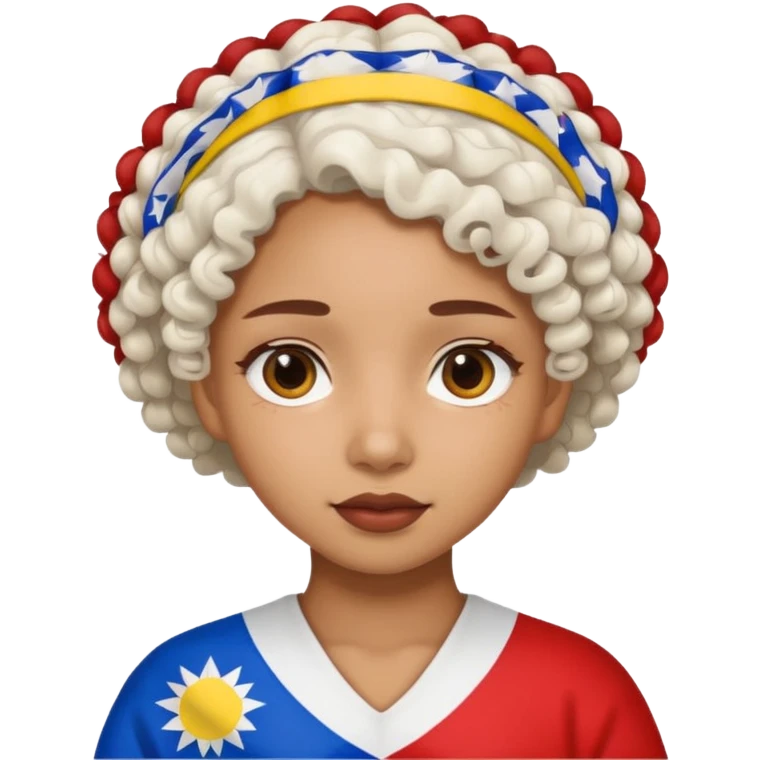 white curly hair brown girl pinoy flag emoji