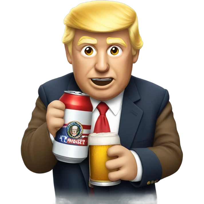 Trump drinking beer emoji