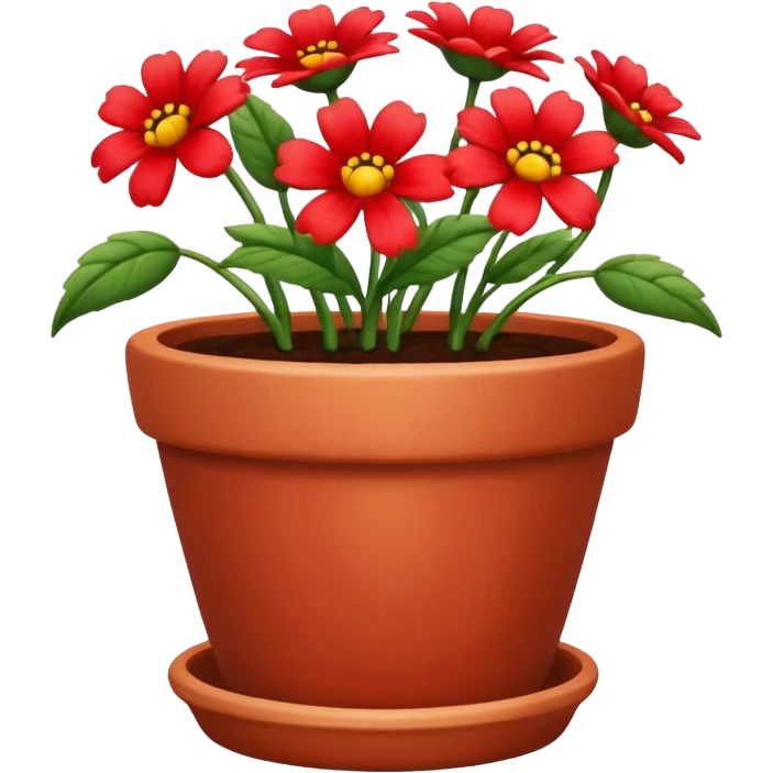 flower pot with red flowers emoji