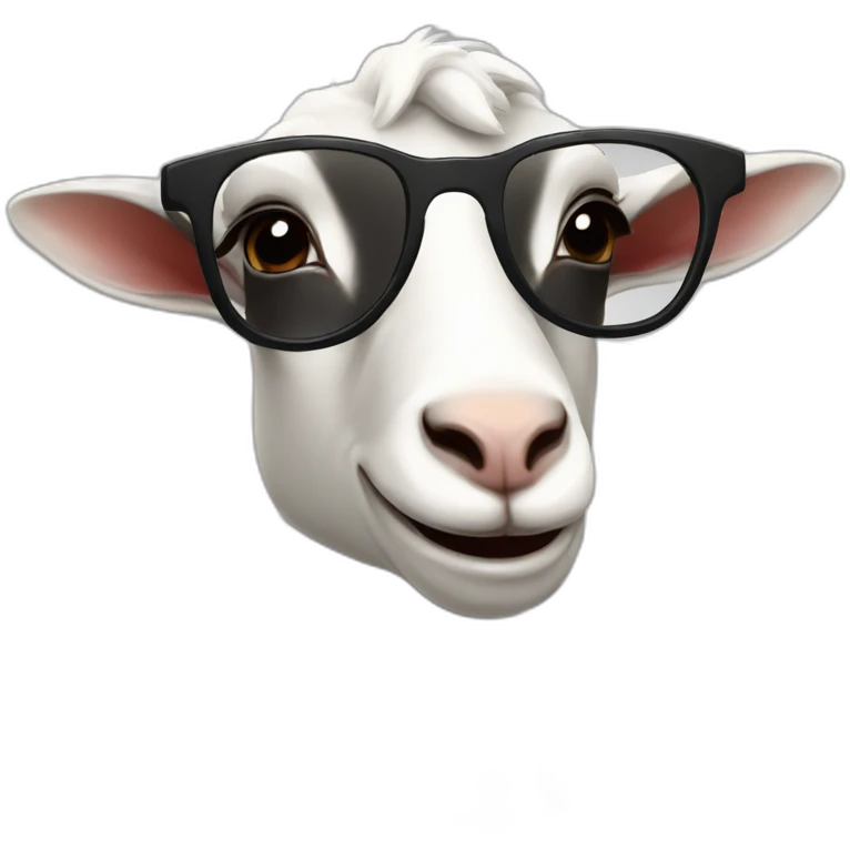 a smiling goat with dark glasses  emoji