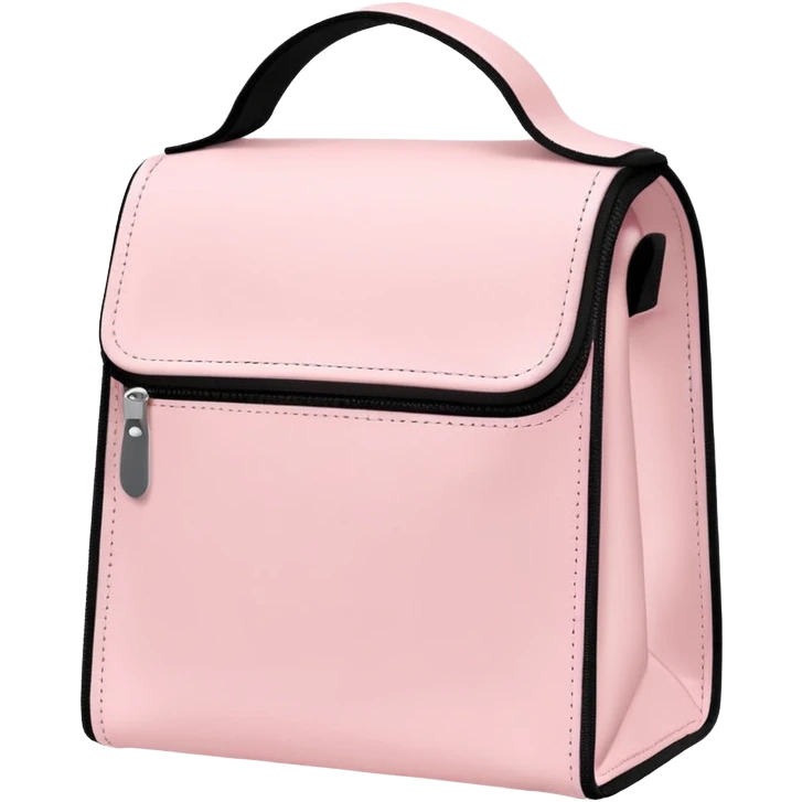 Pastel pink insulated lunch bag, minimal style, soft background emoji