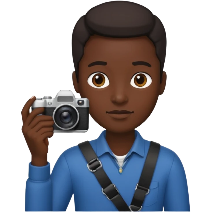 Make a a fully jet black person hold  camera emoji