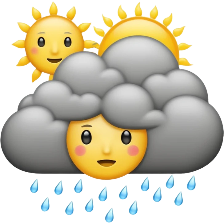 a sun with a large cloud blocking it with rain no face at all emoji