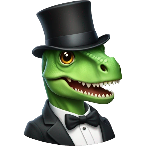 Dinosaur with top hat  emoji