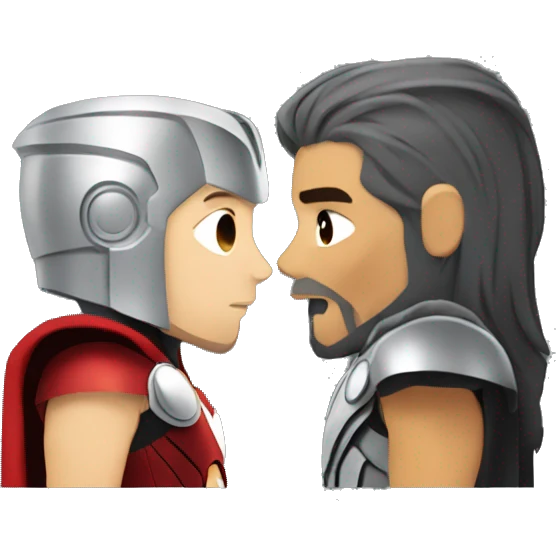 Thor and iron man smooching emoji