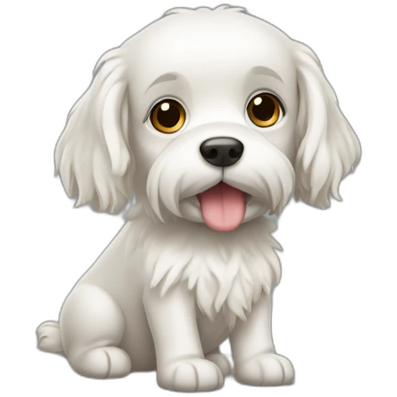 Kleiner weisser Hund mit langen Haaren emoji