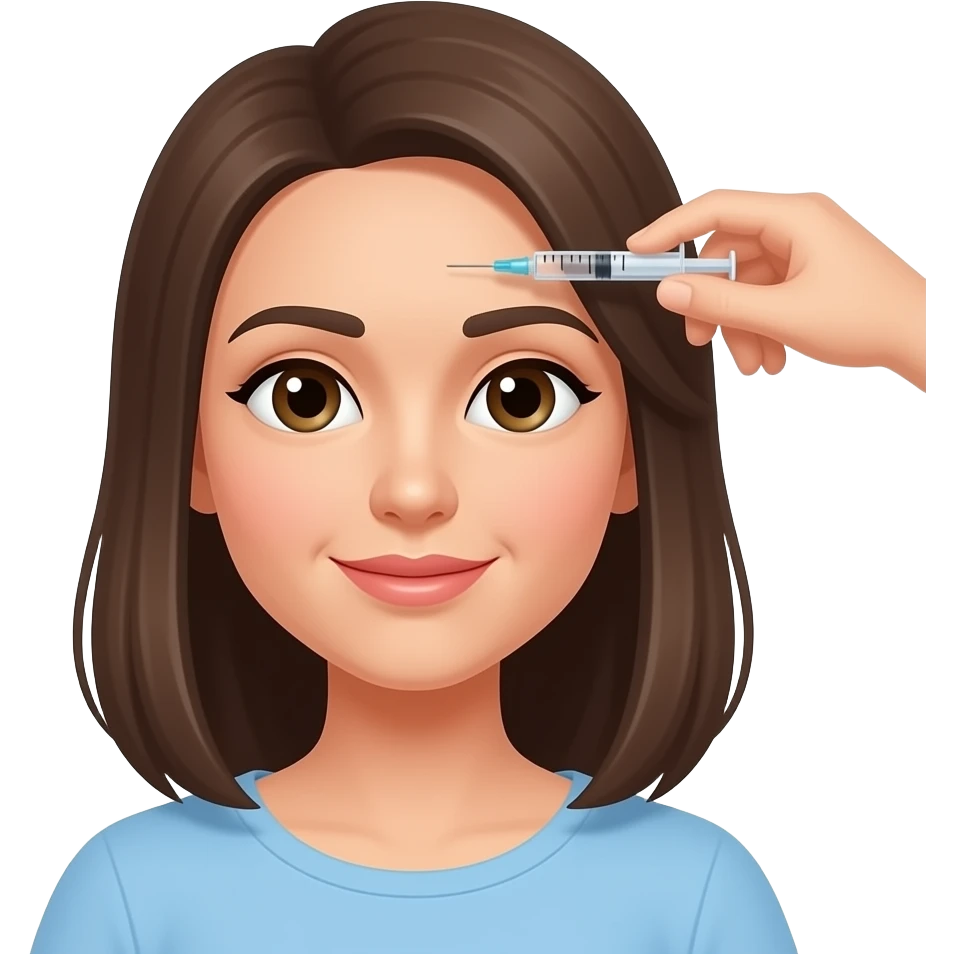 Woman getting injection in forehead emoji