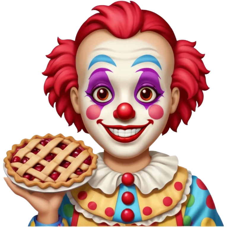 a clown with a cherry pie emoji