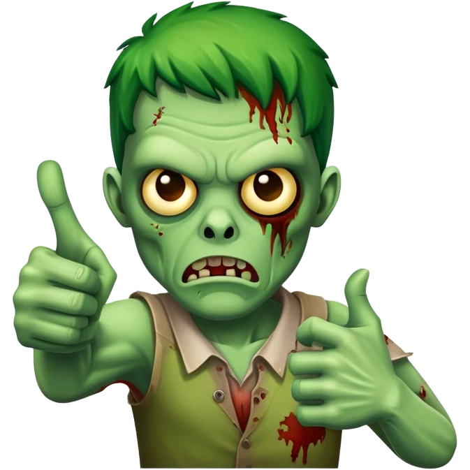 zombie with green skin giving thumbs down emoji