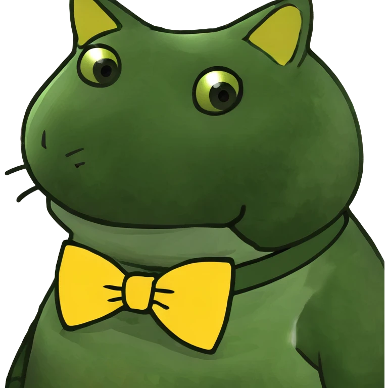 Small fat black cat with yellow eyes  emoji