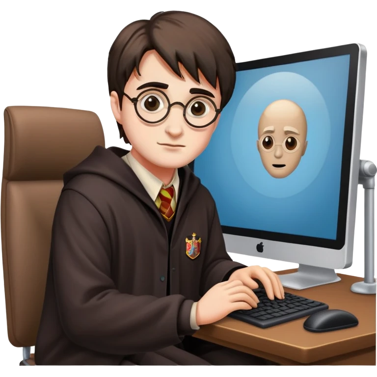harry potter working in front of computer emoji