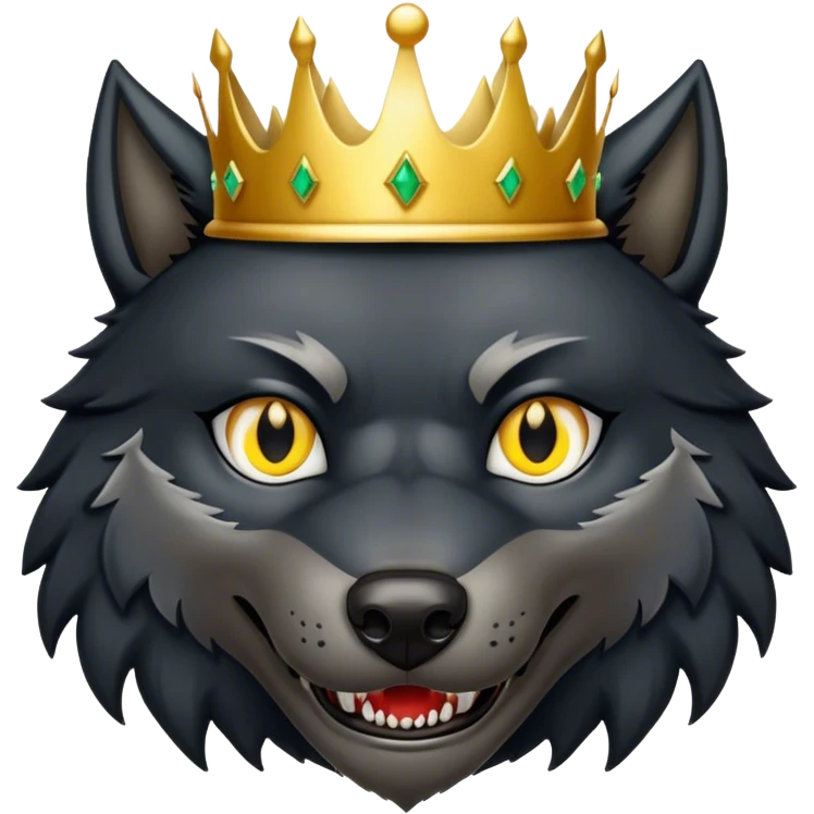 Scary Evil Black Wolf with Gold Crown emoji