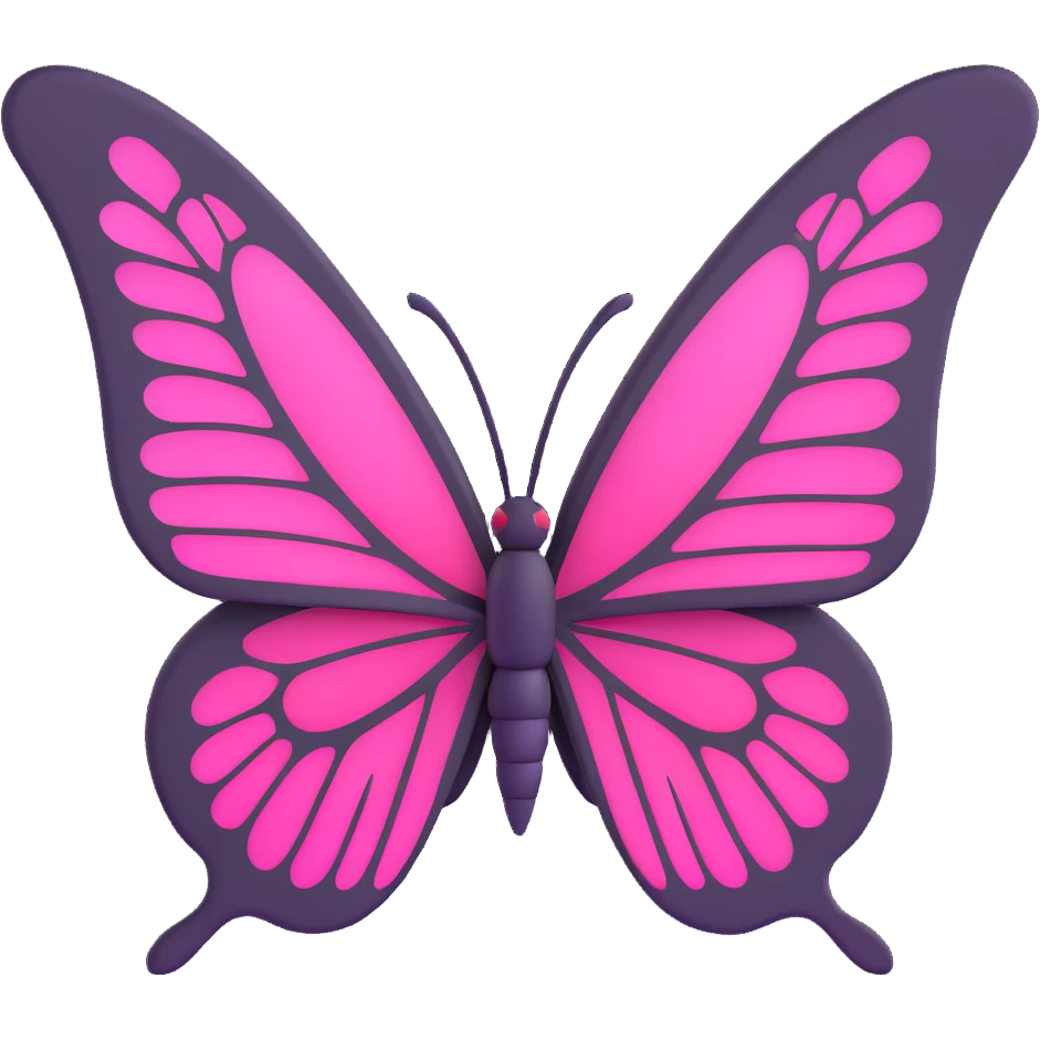 minimal 3D gothic butterfly with pink wing, simple and elegant emoji