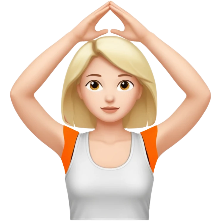 A woman who just woke up, stretching lazily with her hands raised emoji