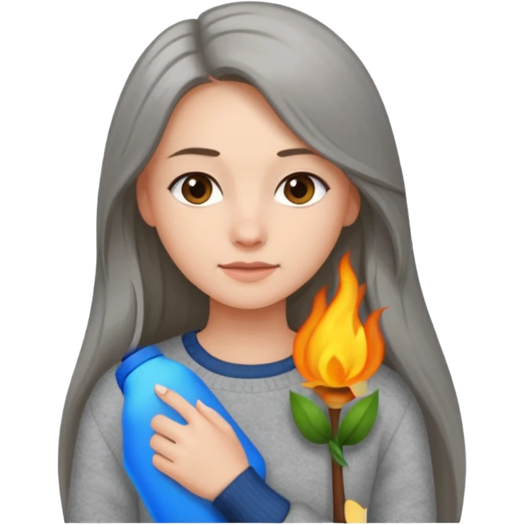 sweater abover shirt grey clothes and long hair till shoulder hair  femaile emoji