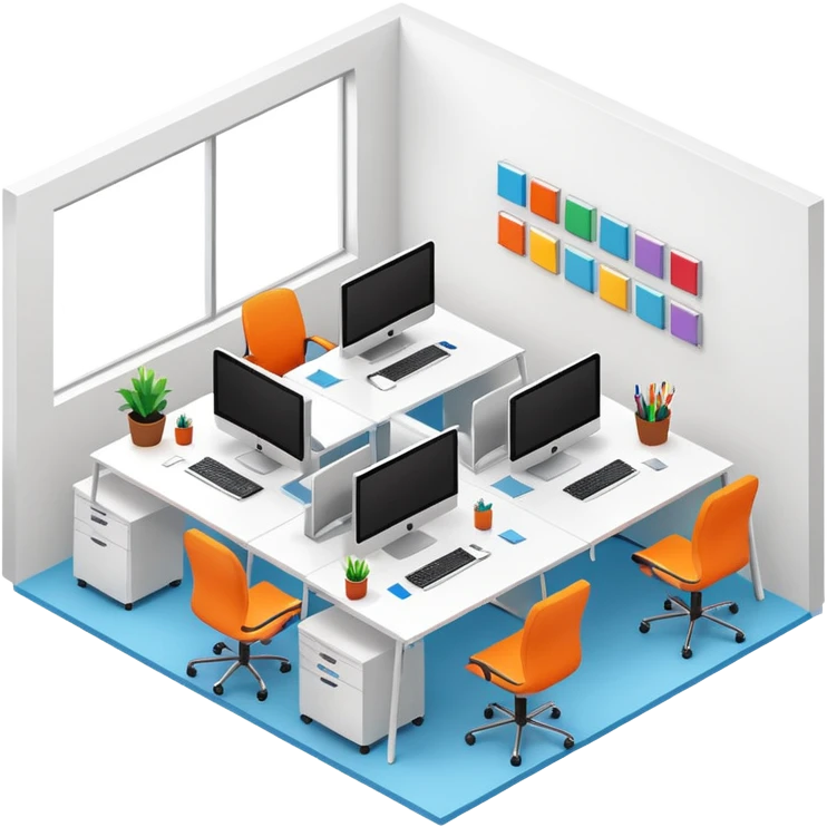 office room of designers isometric emoji