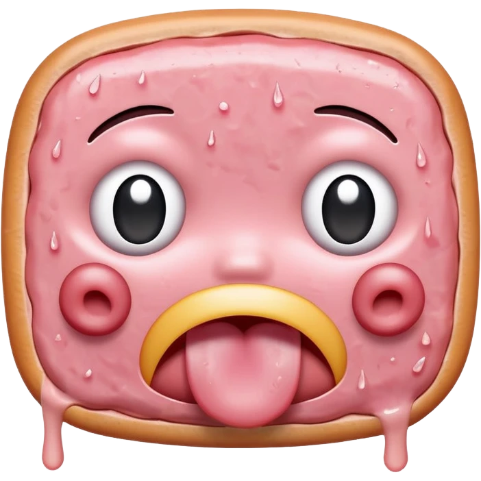 kawaii crying EMOJI made of SPAM MEAT emoji