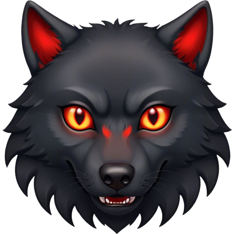Evil aggressive black wolf with red eyes emoji