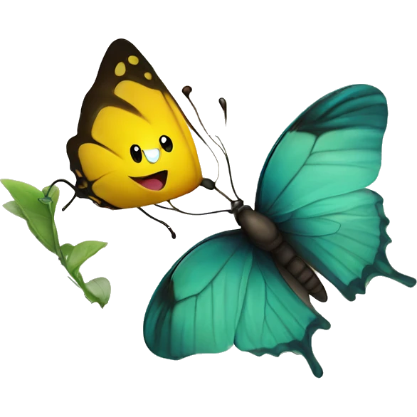smiley face with a butterfly catching n emoji