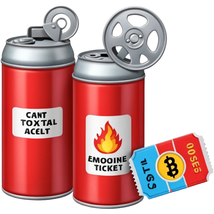 a can of gasoline and 2 tickets emoji