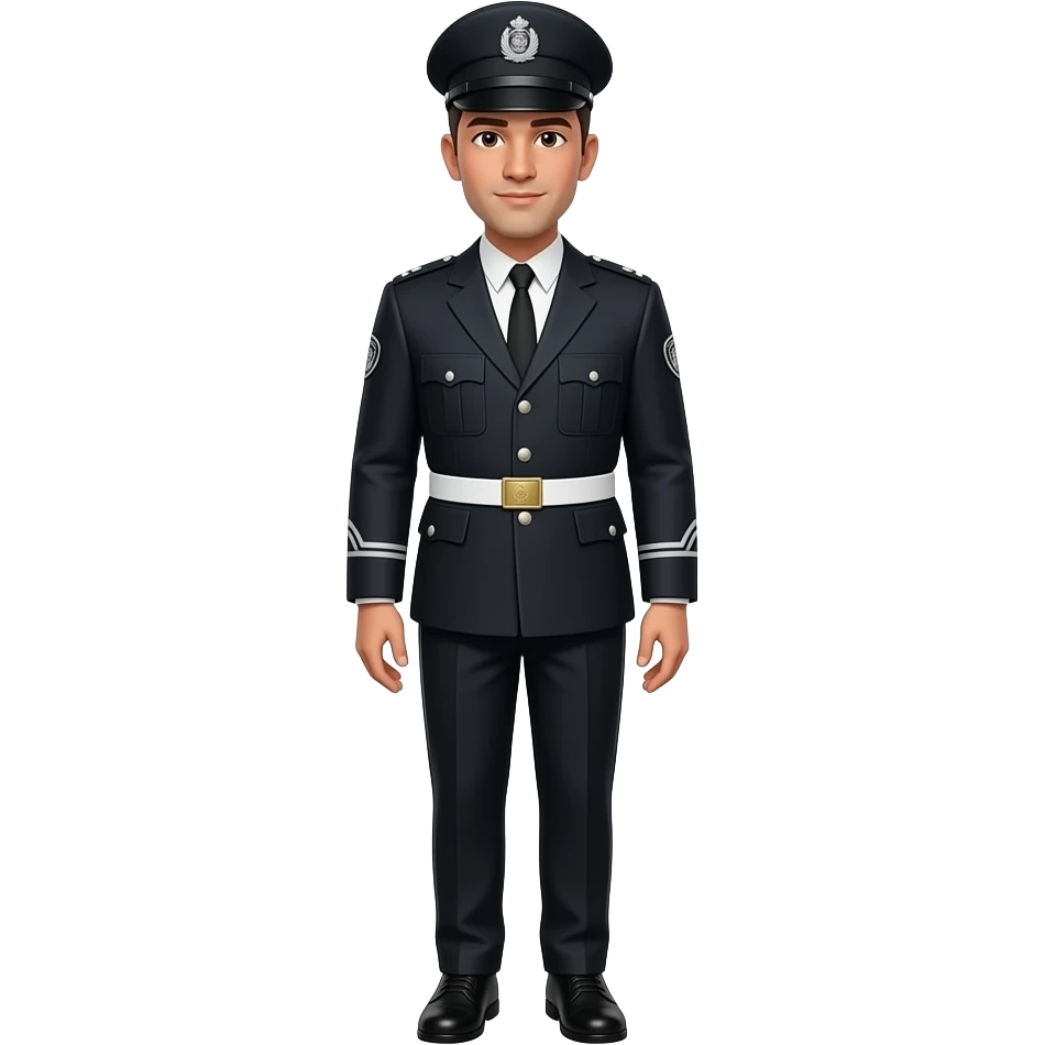 A floating man standing up that looks like a guard in all black emoji emoji