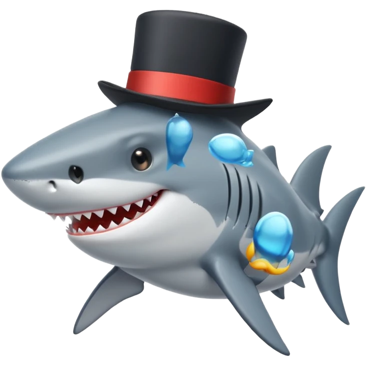 Shark with a top hat emoji