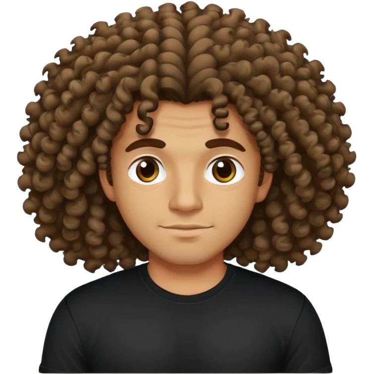 Medium tan-skinned Brazilian tech bro with black t-shirt and large, curly hair. emoji